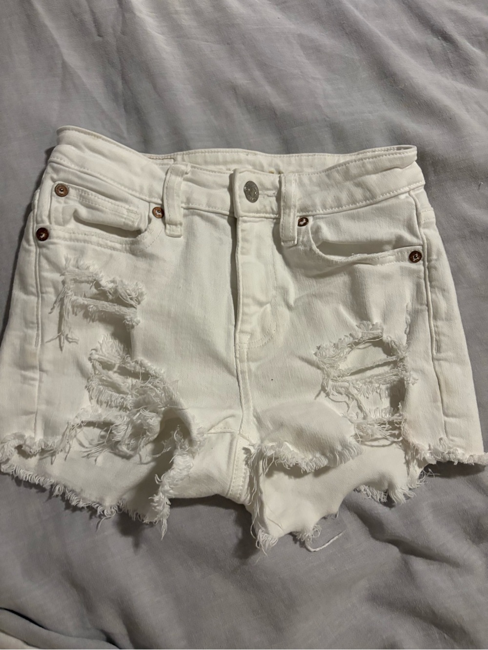 American Eagle Outfitters White Distressed Denim Shorts